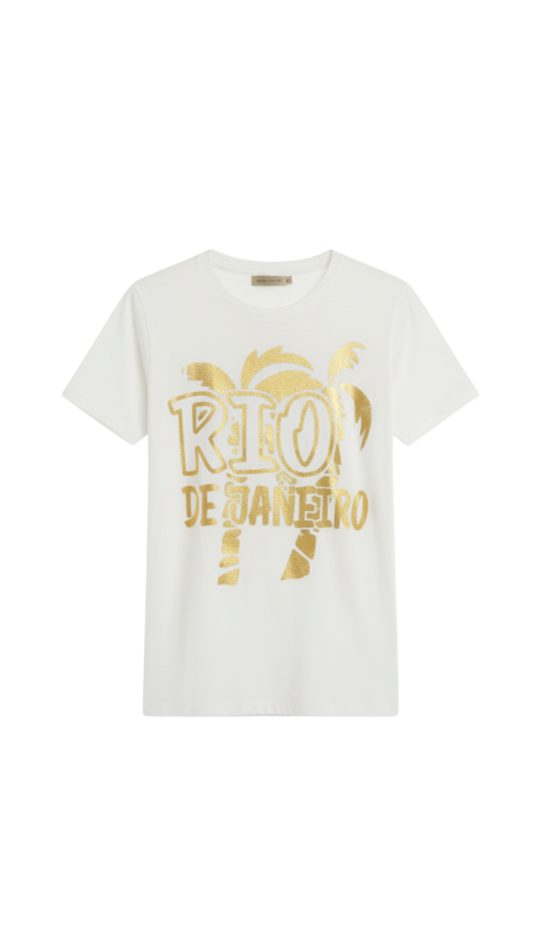 T Shirt Rio de Janeiro Dourado