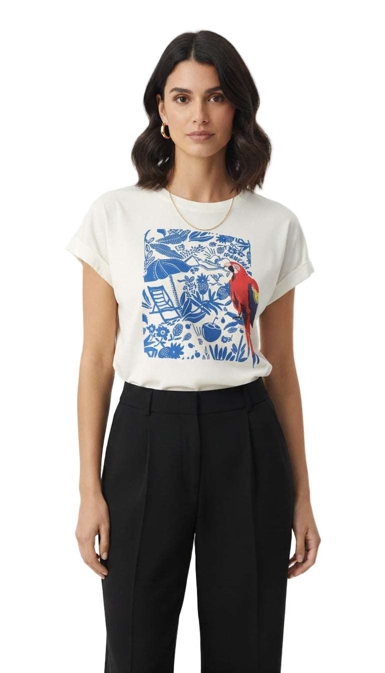 T Shirt Arara com detalhes azul