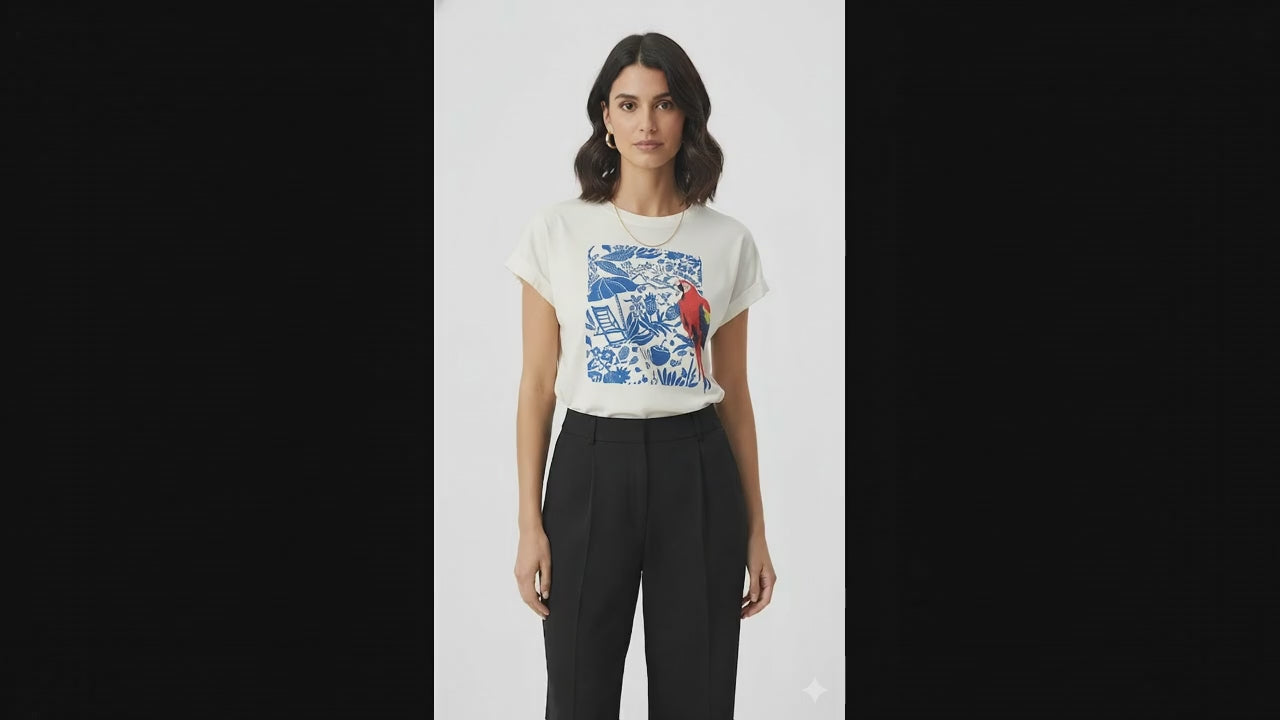 T Shirt Arara com detalhes azul